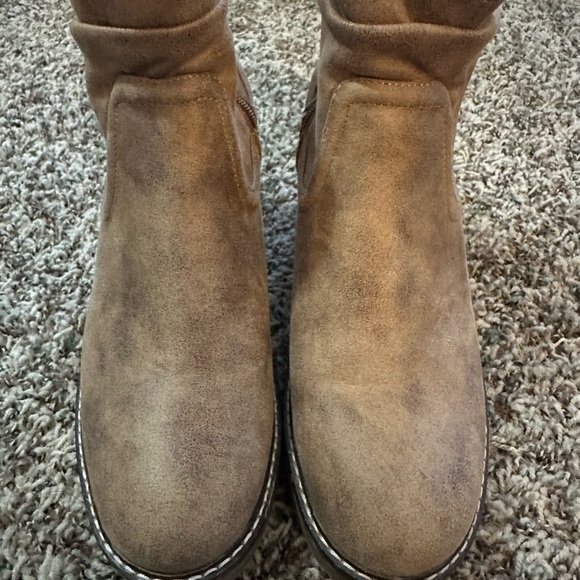 Buckle Tan Ankle Booties with Rustic Charm - Picture 2 of 5